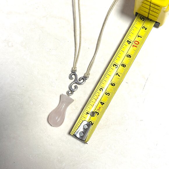 2/$20, Natural Rose Quartz Flower Bud Necklace, Genuine Gemstone Cord Necklace - Picture 9 of 12